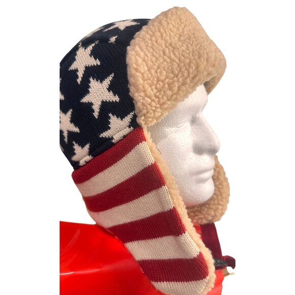 Americana Aviation Stars Stripes Trapper Hat Cap Skiing Snowboard Unisex - Picture 2 of 11